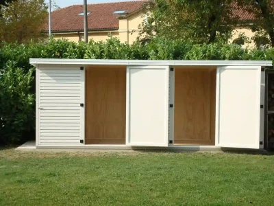 House with slatted wall in sandwich isolated panel