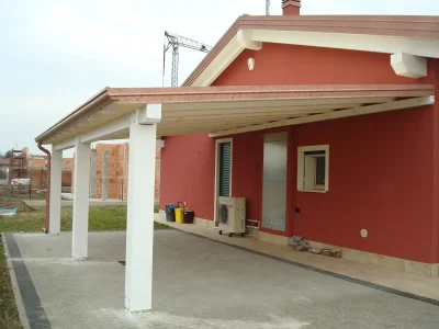 Lamellar wooden arbour with PVC fabric cover