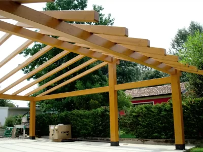 Lamellar wooden arbour